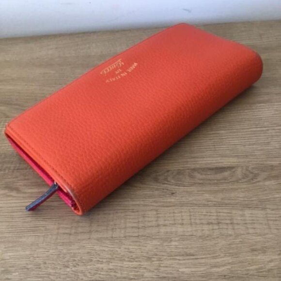GUCCI Swing Long Wallet in Vibrant Orange Leather with Pink Interior 354498 2067 - Picture 4 of 12